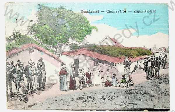 - Maďarsko - Kecskemét- cikánská osada, kolorovaná