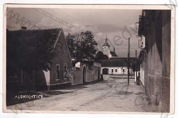  - Albrechtice - střed obce, holič, kostel