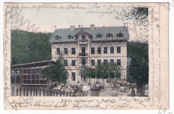  - Podháj - Pitrův restaurant, kůň, kolorovaná, DA