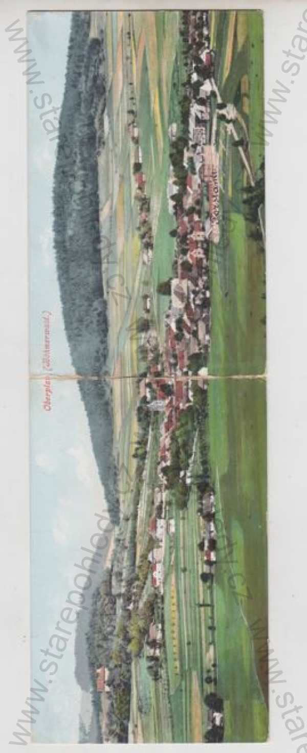  - Horní Planá (Oberplan) - Český Krumlov, celkový pohled, kolorovaná, otvírací karta