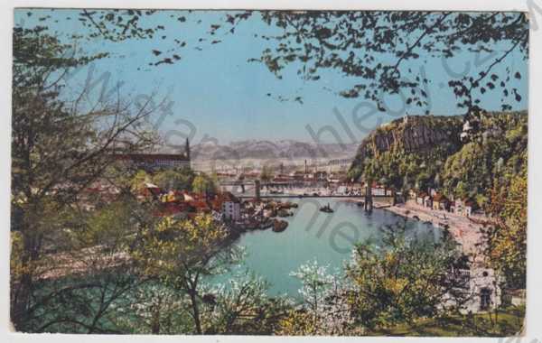  - Děčín (Tetschen - Bodenbach), řeka, částečný záběr města, kolorovaná