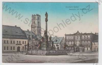  - Jablonné v Podještědí (Deutsch Gabel) - Česká Lípa, náměstí, věž, kolorovaná