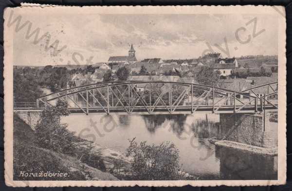 - Horažďovice (Klatovy), částečný záběr města, most, řeka, kostel
