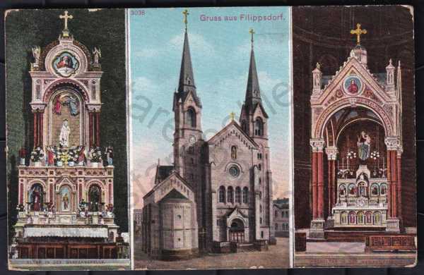  - Filipov (Filippsdorf), Děčín, barevná, více záběrů, kostel, oltář