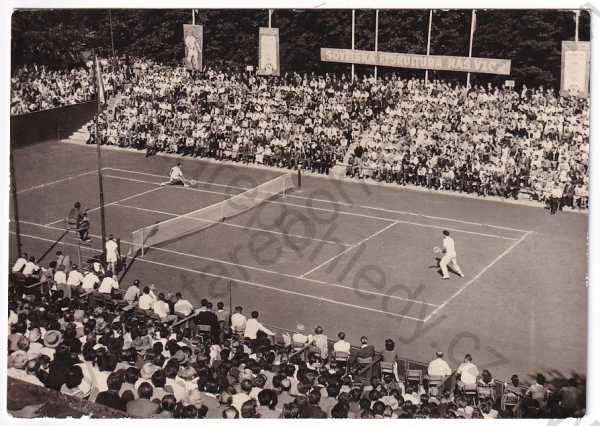  - Ostrava - tenis finále, razítko spartakiáda 1955, velký formát