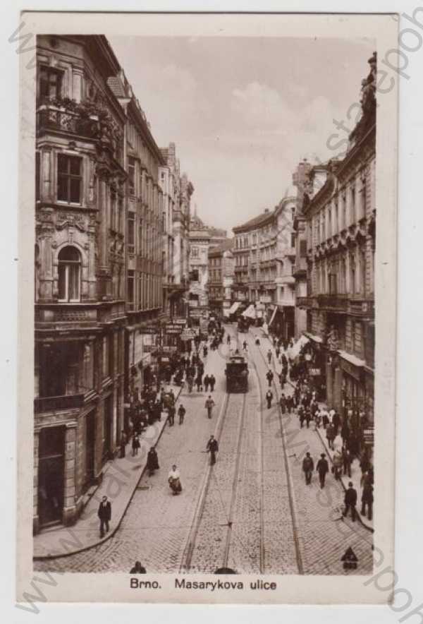  - Brno, pohled ulicí, Masarykova ulice, tramvaj