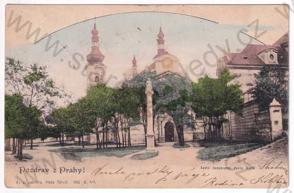  - Praha - Strahov - kostel Nanebevzetí Panny Marie, koláž, kolorovaná, DA