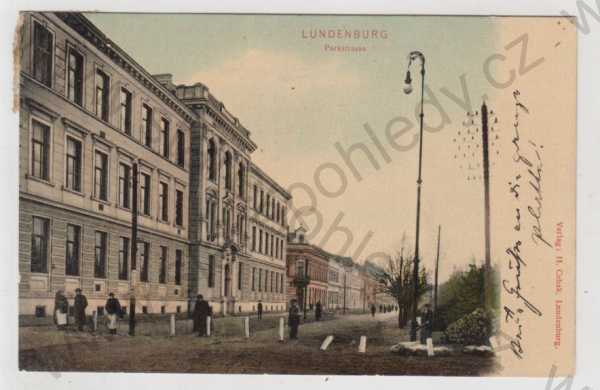  - Břeclav (Lundenburg), pohled ulicí, kolorovaná