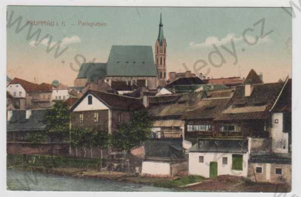  - Český Krumlov (Krummau), kostel, část města, kolorovaná