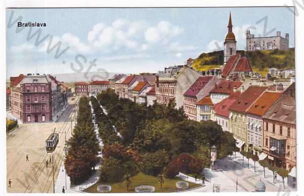  - Slovensko - Bratislava - náměstí, hrad, TRAMVAJ, kolorovaná