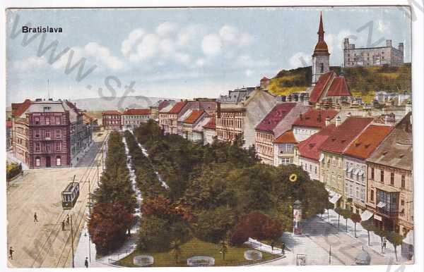  - Slovensko - Bratislava - náměstí, hrad, TRAMVAJ, kolorovaná