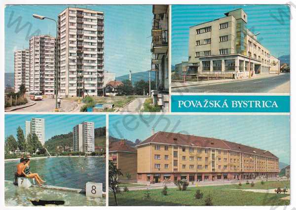  - Slovensko - Povážská Bytsrica - koupaliště, panelový dům, bytový dům, velký formát, barevná
