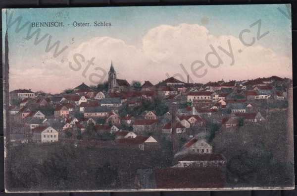  - Horní Benešov (Bennisch), Bruntál, barevná, celkový pohled, kostel