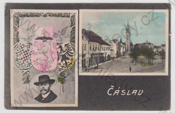 - Čáslav (Kutná Hora), náměstí, erb, znak, kolorovaná