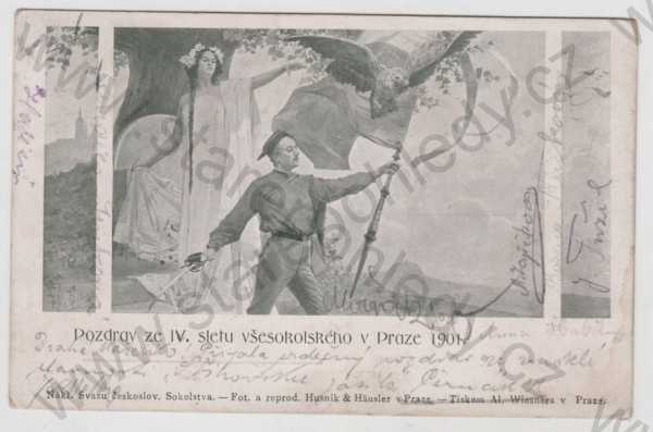  - Sokol, slet, Praha, muž, vlajka, žena, DA