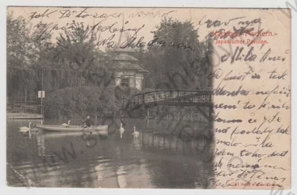  - Karlovy Vary - Rybáře (Karlsbad - Fischern), Japonský pavilon, rybník, loď, most, DA