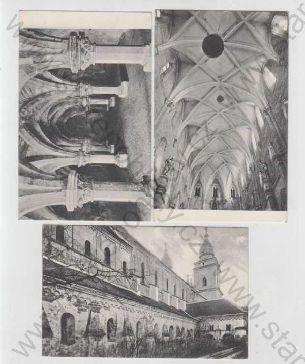  - 5x Třebíč, Basilika sv. Prokopa, klenba, hlavnní loď, severní boční loď, kůr, interiér