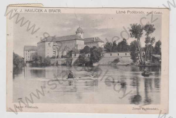  - Poděbrady (Nymburk), zámek, řeka, loď