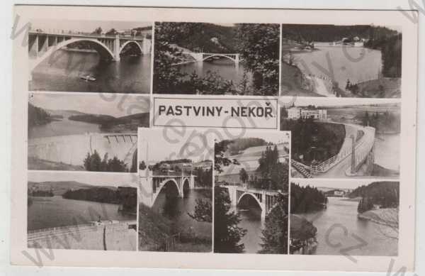 - Pastviny - Nekoř (Ústí nad Orlicí), více záběrů, řeka, most, loď, přehrada