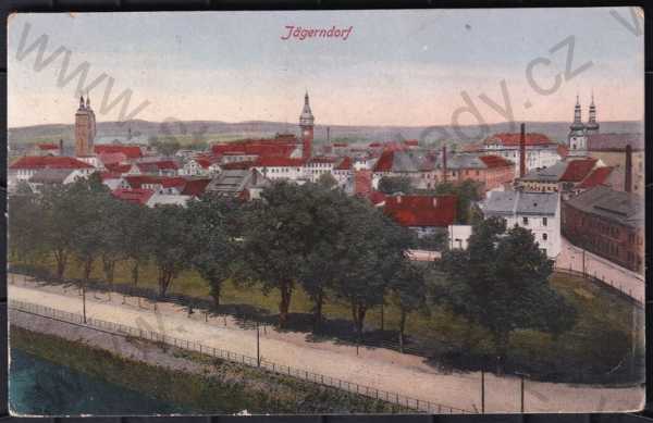  - Krnov (Jägerndorf), Bruntál, barevná, částečný záběr města