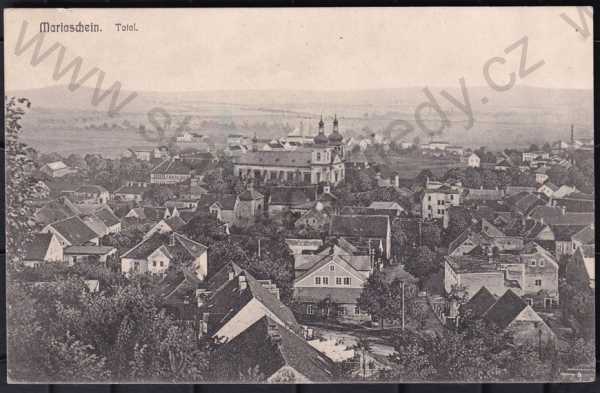  - Bohosudov (Mariaschein), Teplice, částečný záběr města, kostel, tovární komín