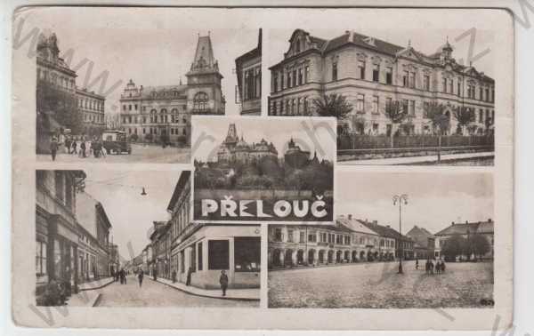  - Přelouč (Pardubice), více záběrů, náměstí, zámek, pohled ulicí, částečný záběr města