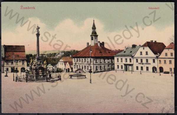  - Žamberk (Ústí nad Orlicí), barevná, náměstí, morový sloup