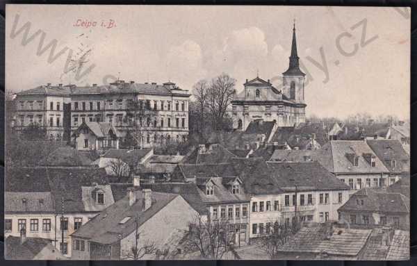  - Česká Lípa (Leipa i.B.), částečný záběr města, kostel
