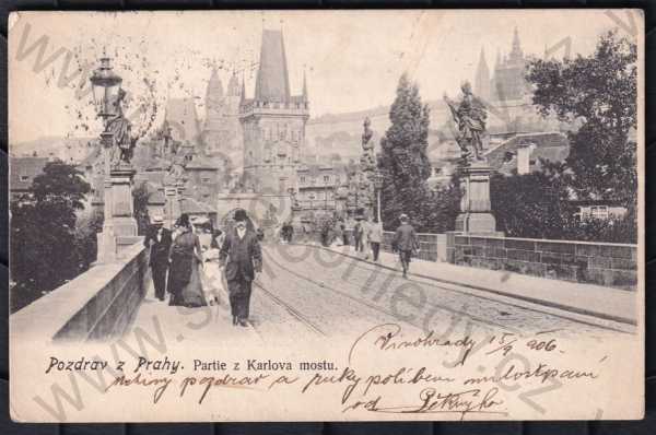  - Partie z Karlova mostu (Praha 1), socha, Hradčany, mostecká věž