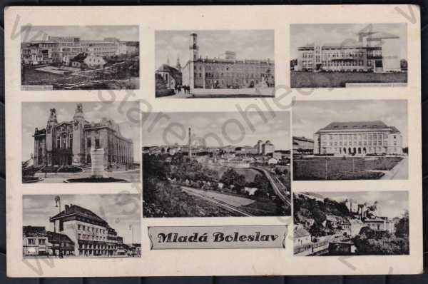  - Mladá Boleslav, více záběrů, divadlo, stará radnice, hrad , částečný záběr města, foto J.Švec