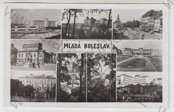  - Mladá Boleslav, více záběrů, náměstí, část města, hrad, nemocnice