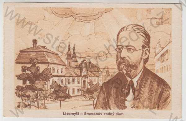  - Litomyšl (Svitavy), Bedřich Smetana, rodný dům, rodiště, portrét, kresba