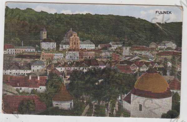  - Fulnek (Nový Jičín), částečný záběr města, kolorovaná