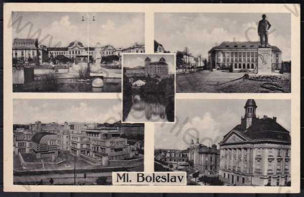  - Mladá Boleslav, více záběrů, částečný záběr města, pohled na město z výšky, socha, foto J.Švec