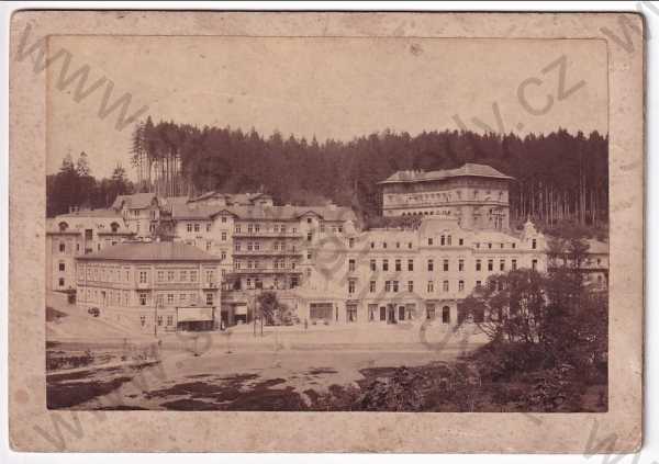  - Mariánské Lázně - lázně, velký formát, celoplošně nalepeno na tvrdé kartě, cca 1880
