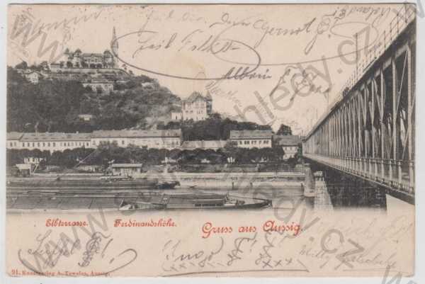  - Ústí nad Labem (Aussig), řeka, loď, most, Větruše, DA