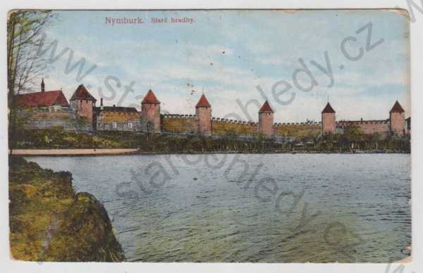  - Nymburk, Staré hradby, řeka, kolorovaná