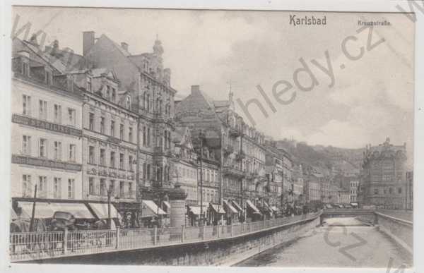  - Karlovy Vary (Karlsbad), pohled ulicí, řeka