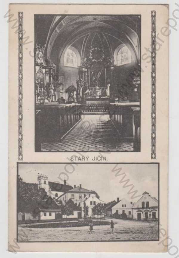  - Starý Jičín (Nový Jičín), více záběrů, kostel, oltář, náměstí, částečný záběr města