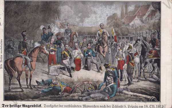 - Bitva Leipzig 1813 vojáci barevný obraz grafika