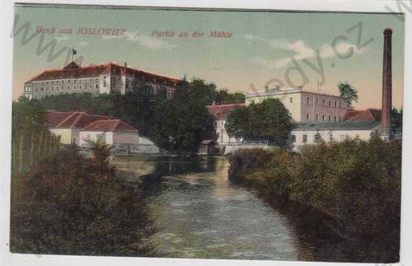  - Jaroslavice (Joslowitz) - Znojmo, partie, mlýn, řeka, kolorovaná
