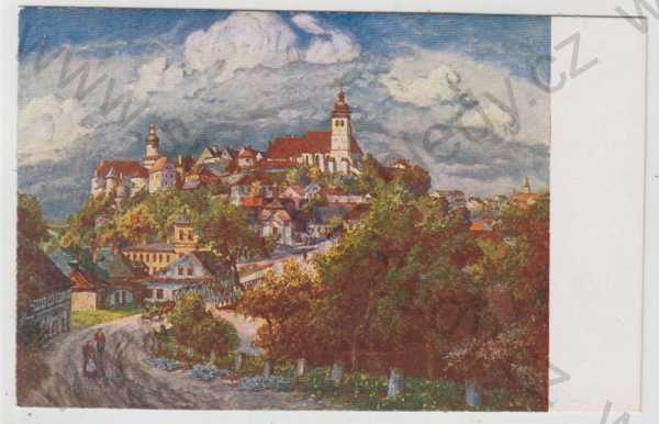  - Nové Město nad Metují (Náchod), celkový pohled, V. Malý, Krásy republiky československé, kolorovaná