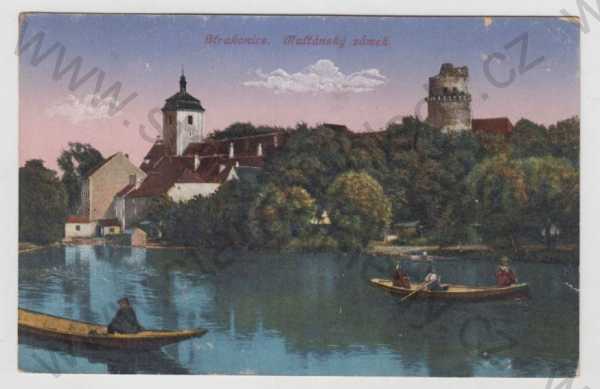  - Strakonice, zámek, řeka, loď, kolorovaná