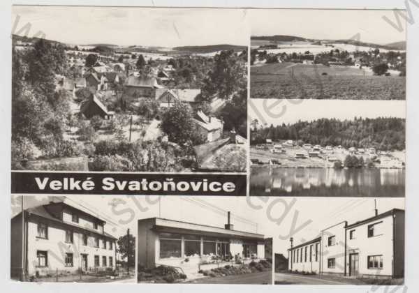  - Velké Svatoňovice (Trutnov), více záběrů, celkový pohled, ZDŠ, prodejna, Jednota, rekreační oblast, budova TJ