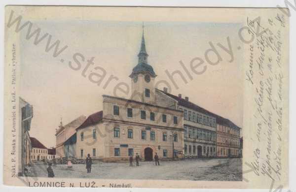  - Lomnice nad Lužnicí (Jindřichův Hradec), náměstí, radnice, kolorovaná, DA