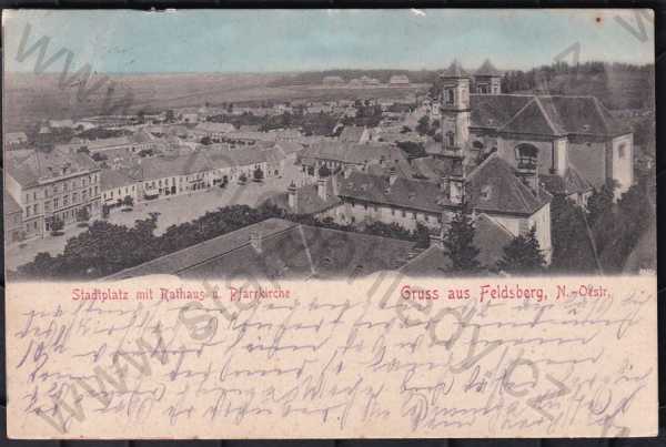  - Valtice (Feldsberg), Břeclav, náměstí, kostel, částečný záběr města, DA