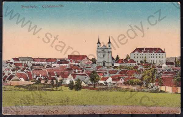  - Drnholec (Břeclav), barevná, kolorovaná, kostel, zámek
