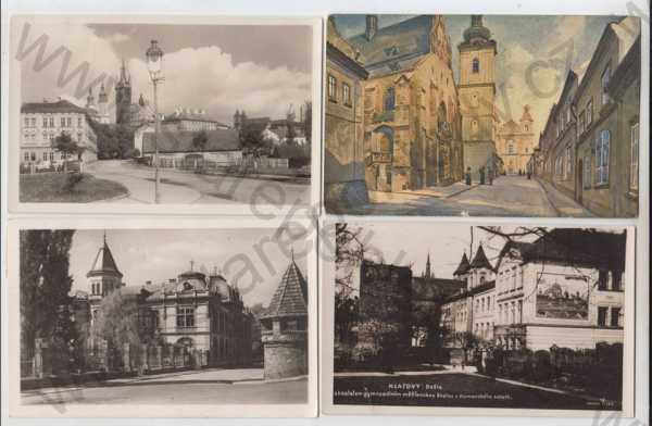  - 4x Klatovy, Děkanský chrám, Bašta, kostel, škola, Komenského sady, muzeum, částečný záběr města