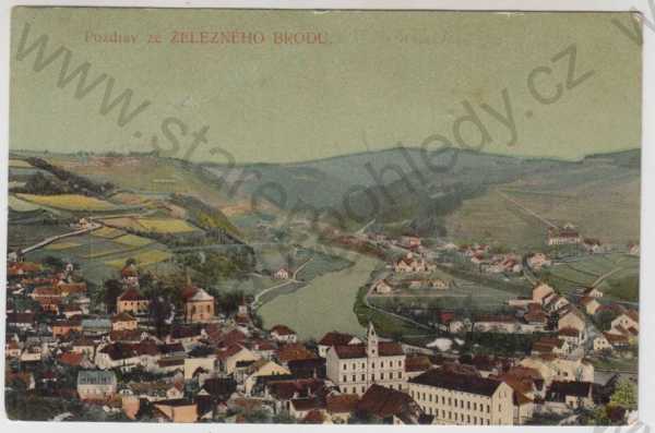  - Železný Brod (Jablonec nad Nisou), celkový pohled, kolorovaná