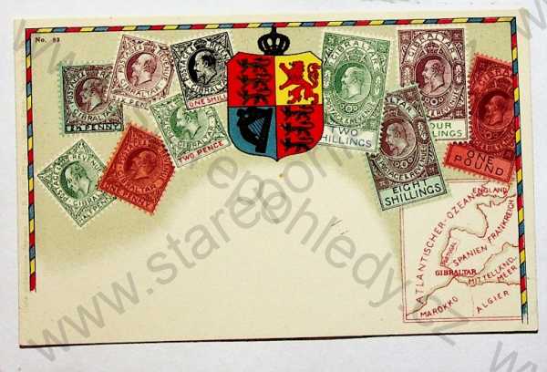  - Známky - návrhy na známky, kolorovaná, ERB